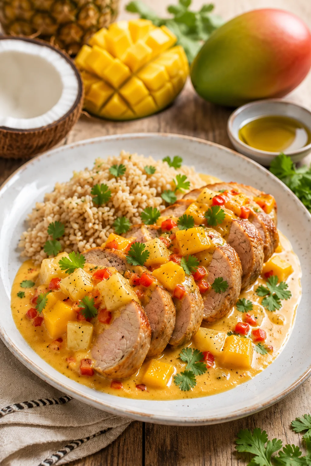 solomillo de cerdo en salsa tropical
